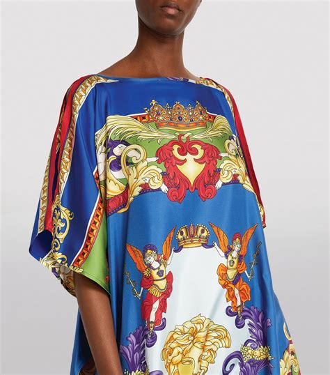 Womens Versace multi Silk Medusa Print Kaftan Dress 